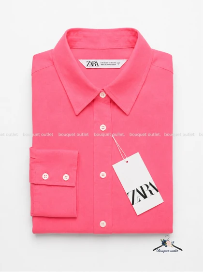 شومیز اورسایز صورتی زارا ZARA