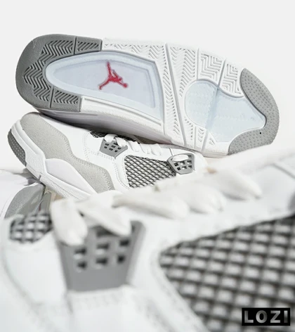 کتانی ساق‌دار زنانه و مردانه سفید طوسی Nike air jordan 4 مدل 6598