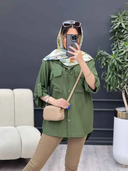 شومیز آستین پاگن سر جیب چاک