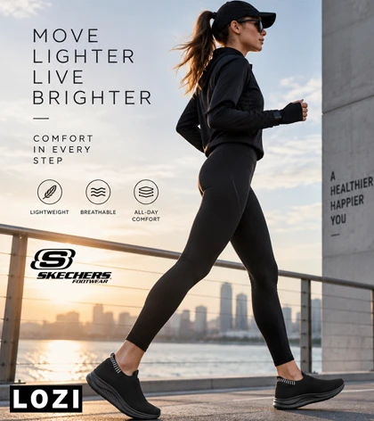 کتانی طبی بدون بند مشکی اسکیچرز Go WALK مدل 9529