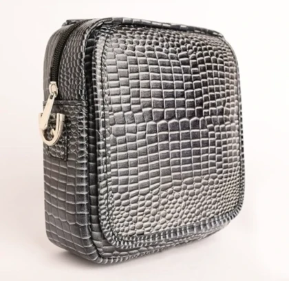 کیف چرم طبیعی کایسر طوسی کروکدیل