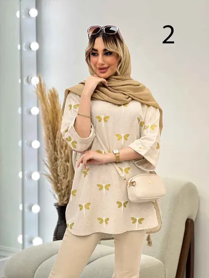 مانتو لینن نچرال آستین دوبل