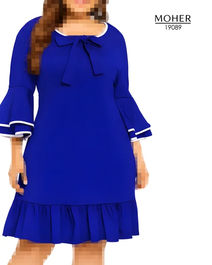 پیراهن زنانه سایز بزرگ کاربنی طرح کلاسیک