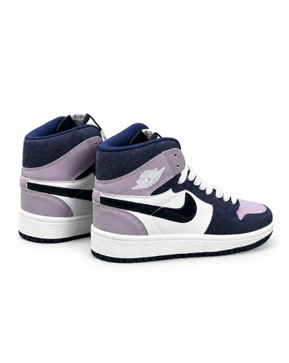 کفش کتانی زنانه مدل جردن وان ساق‌دار سفید بنفش یاسی Nike jordan