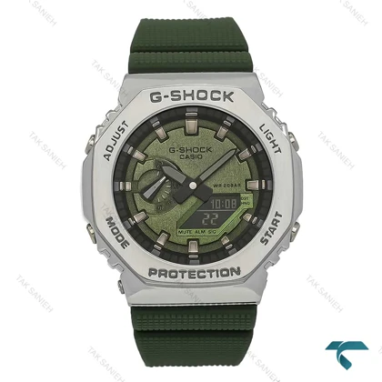 ساعت کاسیو جیشاک GM-2100 مردانه سیلور سبز Casio-7313-G