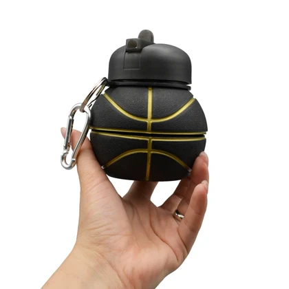 قمقمه سیلیکونی طرح توپ بسکتبال مدل تاشو ظرفیت 550 میلی لیتر