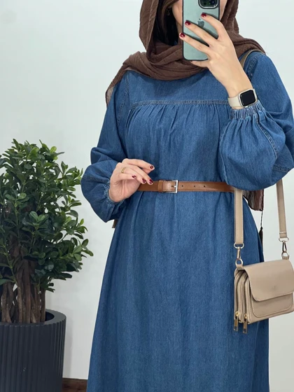 پیراهن مانتویی جین با قد بلندتر 1(ایراد دار)