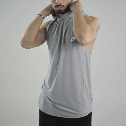 رکابی کلاهدار ورزشی مردانه نایک مدل VHD-Dri Fit-4K1003 طوسی روشن