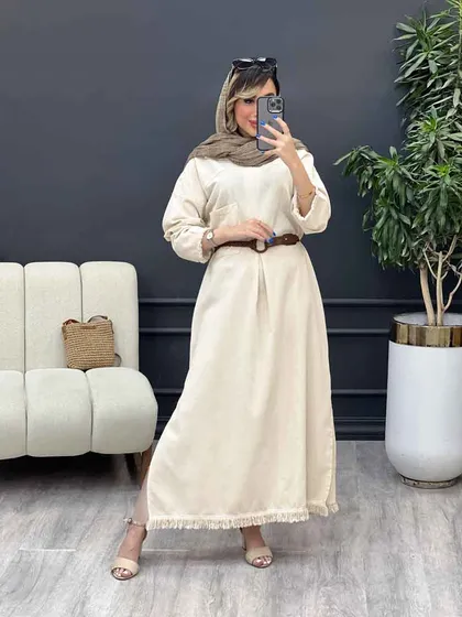 پیراهن کمربند دار گندم
