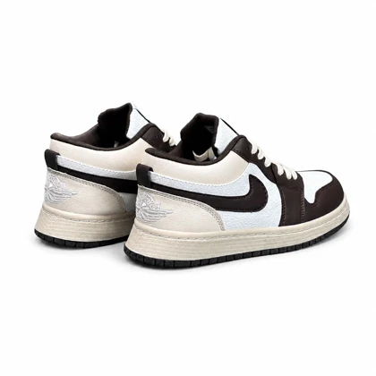 کفش کتانی زنانه مدل جردن وان کرم قهوه ای سفید Nike Air Jordan1