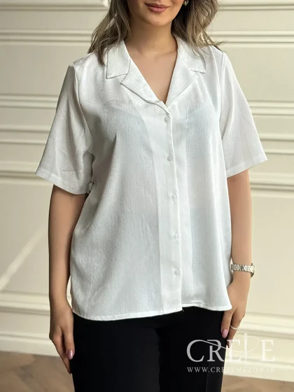 شومیز کریشه لمه آستین کوتاه طرحدار