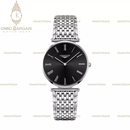 ساعت مچی لونژین بند سیلور صفحه مشکی Longines