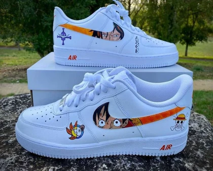 کفش اسپرت کاستوم کتانی با طرح one piece نایک nike ایرفورس air force کد 56708