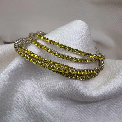 دستبند تنیسی تمام نگین مدل «تابش خورشید» | تمام استیل (فروش دانه‌ای)