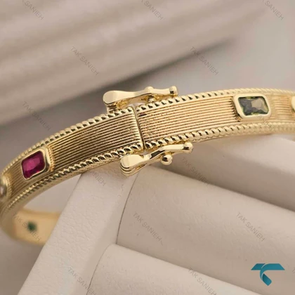 دستبند زنانه طلایی ونقره ایی نگین‌دار Bracelet-8459-L