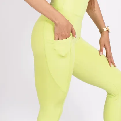 لگ اسلیم افکت جیب‌دار فسفری قد 75 - Agi Slim Effect Leggings Fıstık Yeşili