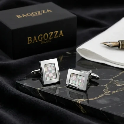 دکمه سردست لاکچری صدف مستطیلی برند Bagozza