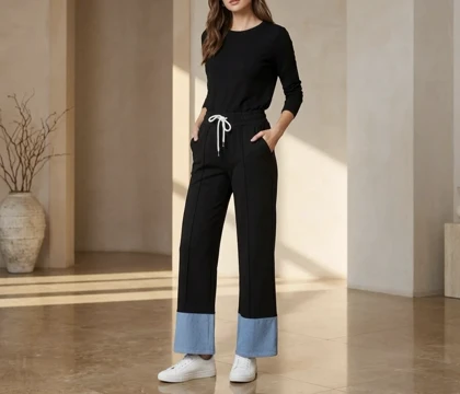شلوار بگ گلکسی ترکیبی با جین