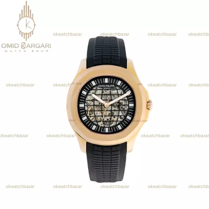 ساعت مچی پتک فیلیپ آکوانا قاب رزگلد اتوماتیک بند مشکی Patek Philippe Aquanaut