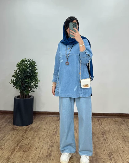 شلوار نیم بگ جین کاغذی(ایراد دار)