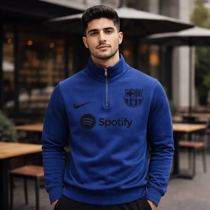 دورس نیم زیپ مدل بارسلونا-آبی