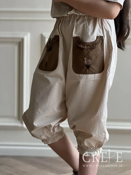 شلوارک جیب طرح گلدان