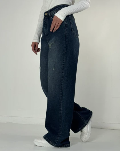 شلوار بگ خرشدار آبی  کد 1000216