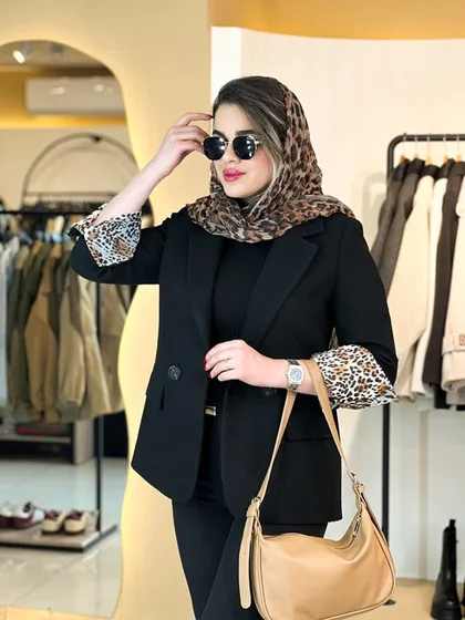 کت فوتر آستین پلنگی مشکی 120208