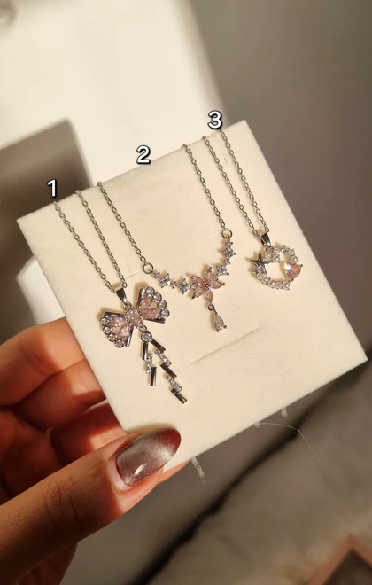 گردنبند فانتزی استیل صورتی