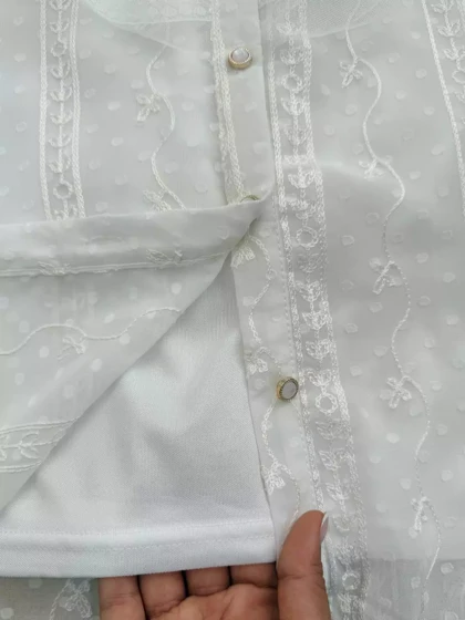 ست تاپ بهمراه شومیز تمام کار شده کد 55118