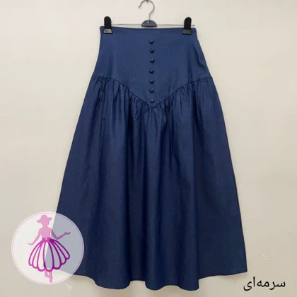 دامن جین کمرگنی بلند وارداتی