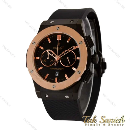 ساعت هابلوت مردانه سه موتوره کرنوگراف مشکی زه رزگلد Hublot-5196-G