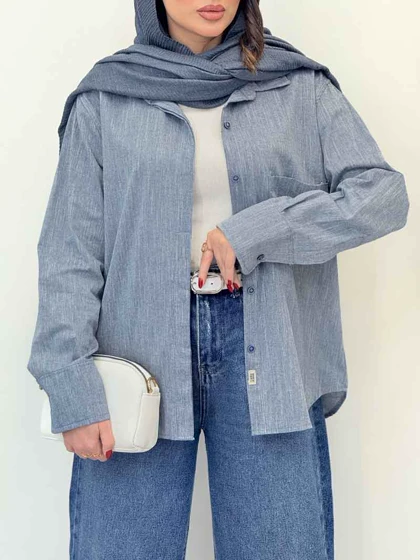 شومیز دکمه مخفی تک جیب