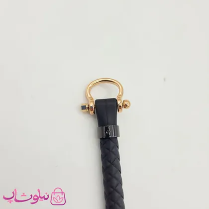 دستبند امگا رابر مشکی با قفل رزگلد کیفیت مستر
