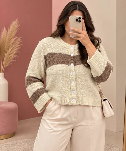 ژاکت بافت کلاسیک نوا کد 6028