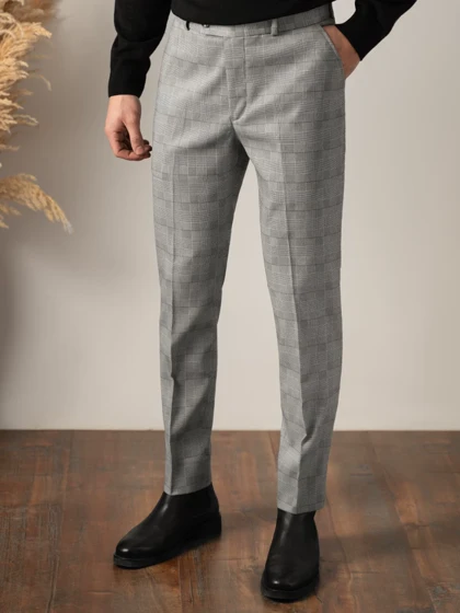 شلوار چهارخونه طوسی کارلوتی کد p296