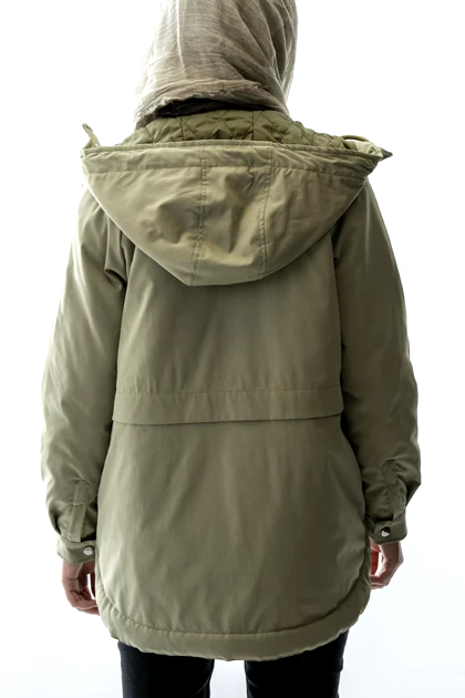 بارانی کلاه دار آستین رگلان زنانه