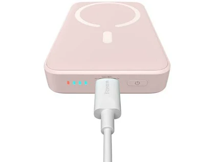 پاوربانک مغناطیسی باسئوس Magnetic mini ظرفیت 5000 میلی‌آمپر ساعت با شارژ بی‌سیم