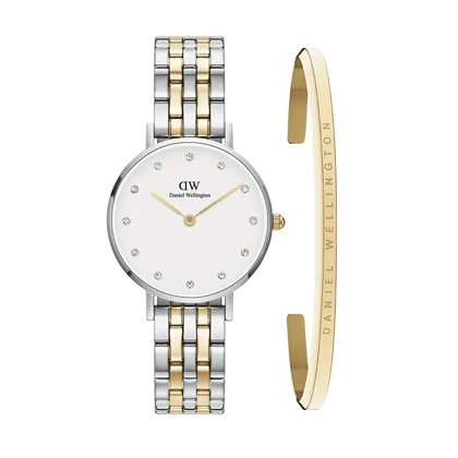 ست ساعت و دستبند DW زنانه سیلور طلایی DW-5375-LS
