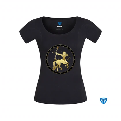 تیشرت ضدتعریق زنانه مشکی نماد متولدین آذر ماه