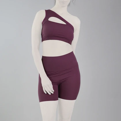 ست نیم‌تنه و کشاله بند ورزشی زنانه لولولمون مدل 7102 بادمجانی