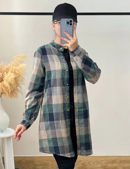 مانتو چهارخونه نخ کد 2854