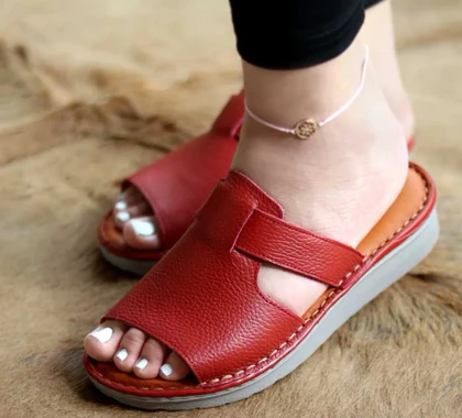 صندل طبی چرم طبیعی ماکسیم مدل کمند red