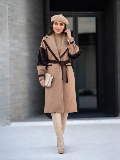 پالتو فوتر زنانه آستین پوست آستردار قد 108