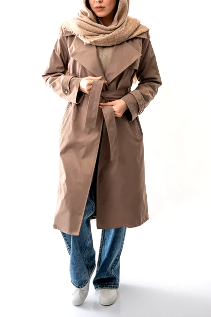 بارانی بلند کمربند دار زنانه