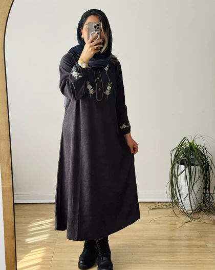 پیراهن مخمل کبریتی بابونه