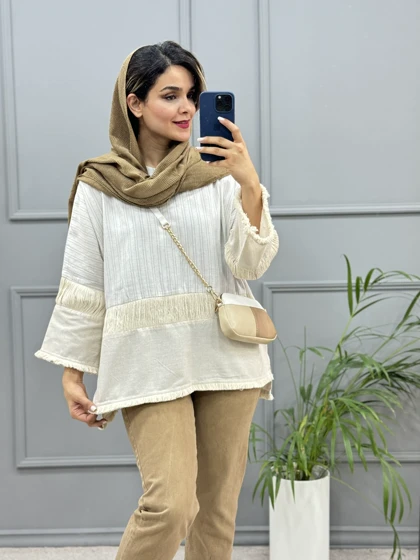 مانتو لینن مکرومه