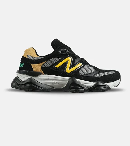 کفش کتانی مردانه مشکی طوسی زرد NEW BALANCE 9060