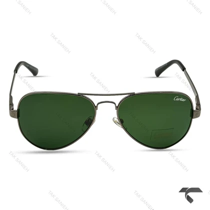 عینک کارتیر خلبانی مردانه P2863-5 فریم دودی لنز سبز Cartier-9970-G