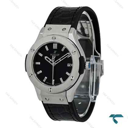 ساعت هابلوت زنانه استیل بند چرم طرح دار مشکی Hublot-7599-L